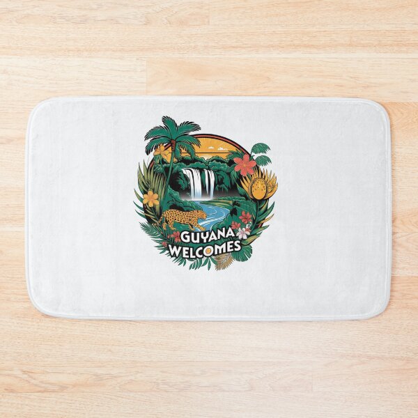Item preview, Guyana Welcomes Flag Map Georgetown, Kaieteur Falls designed and sold by AnimalsDH305.