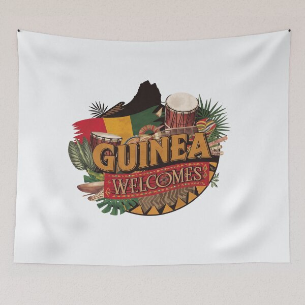 Item preview, Guinea Welcomes Flag Map Conakry, Niger River designed and sold by AnimalsDH305.