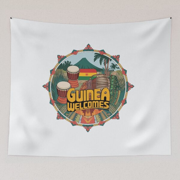 Item preview, Guinea Welcomes Flag Map Conakry, Niger River designed and sold by AnimalsDH305.