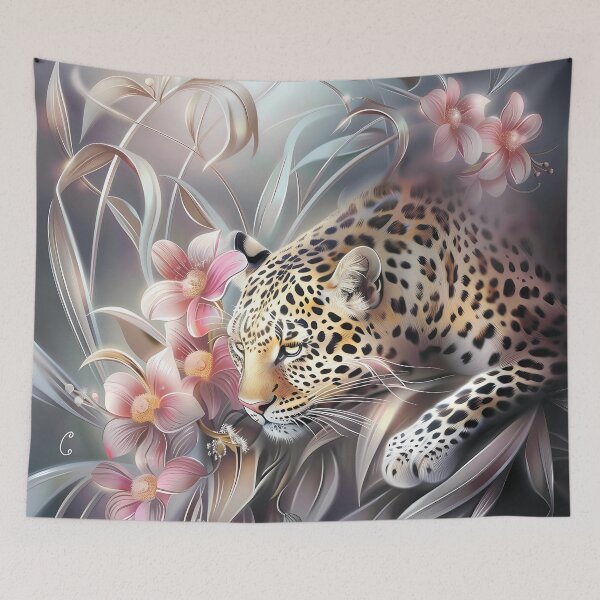 Item preview, Leopard among flowers. African animal. designed and sold by MagelliShop.