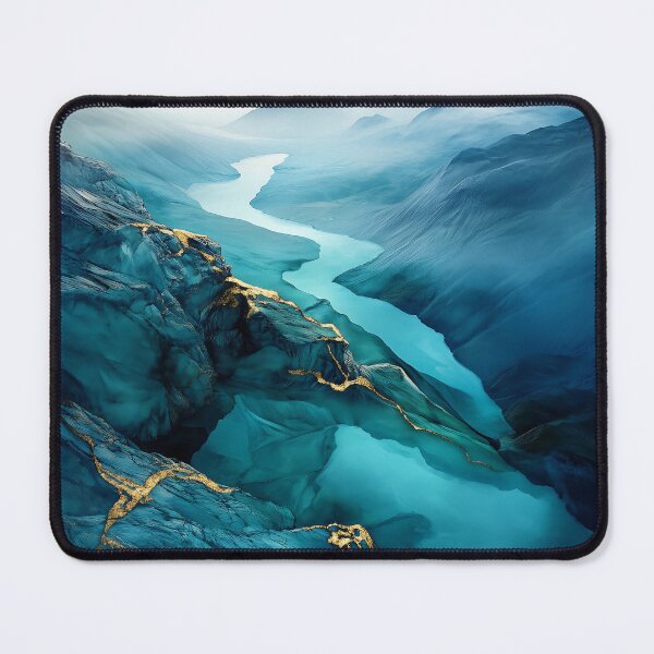 Item preview, Blue Mountains with Golden Veins and Turquoise River designed and sold by GoldenTealArts.