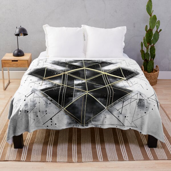 Item preview, Geometric Black And White Design With Gold Accents designed and sold by GoldenTealArts.