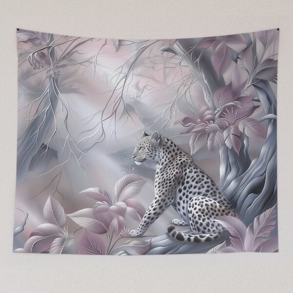 Item preview, Leopard on a tree among flowers. African animal. designed and sold by MagelliShop.