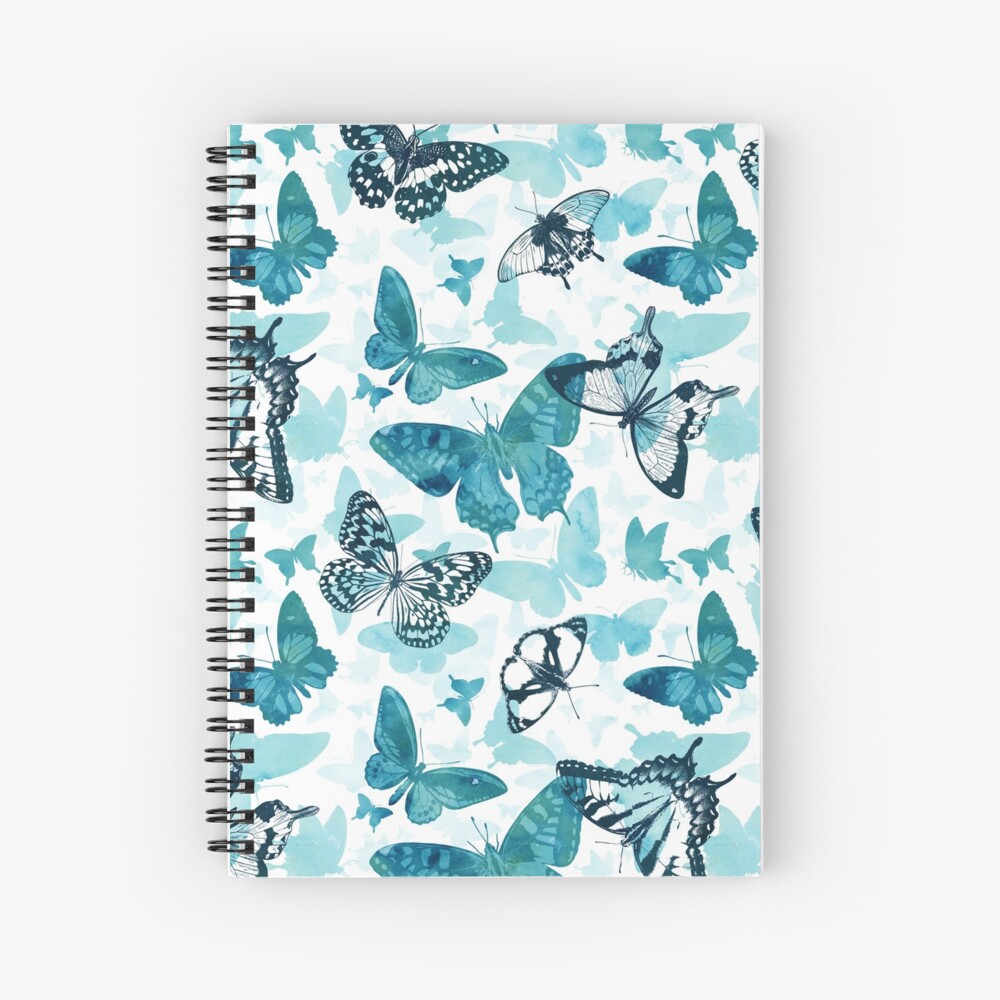 Butterfly glow in turquoise blue Spiral Notebook