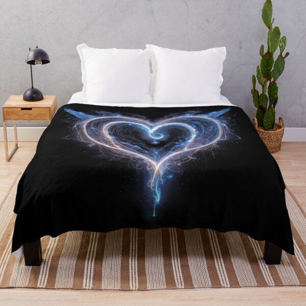 Item preview, Magic Heart with Wings - Glowing Neon Light Effect on Black Background - Urban Style - Blue and Black for T-shirt, Hoodie and More designed and sold by MUGpro.