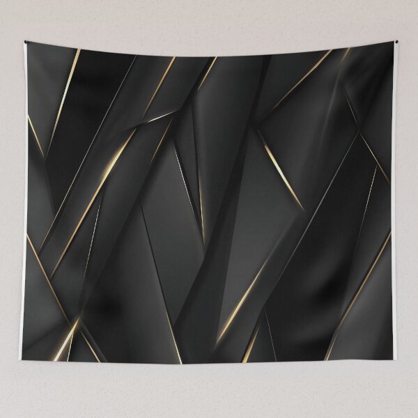 Item preview, Luxury Black Background With Golden Geometric Lines designed and sold by GoldenTealArts.