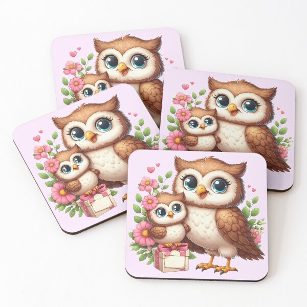 Item preview, Cute mother owl with a baby owl designed and sold by LoneAngel.