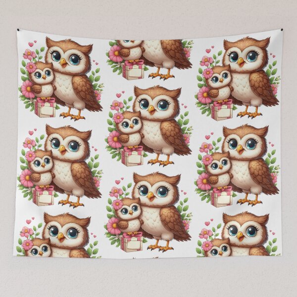 Item preview, Cute mother owl with a baby owl designed and sold by LoneAngel.