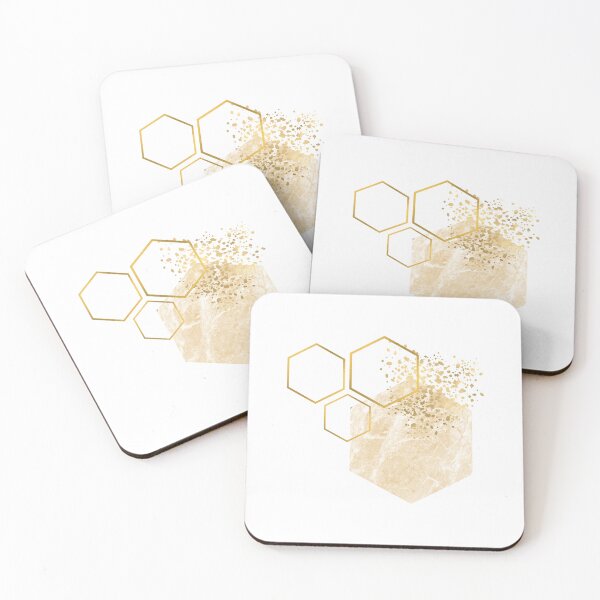 Item preview, Abstract sand colored marble and gold honeycomb design designed and sold by CreativeStrand.