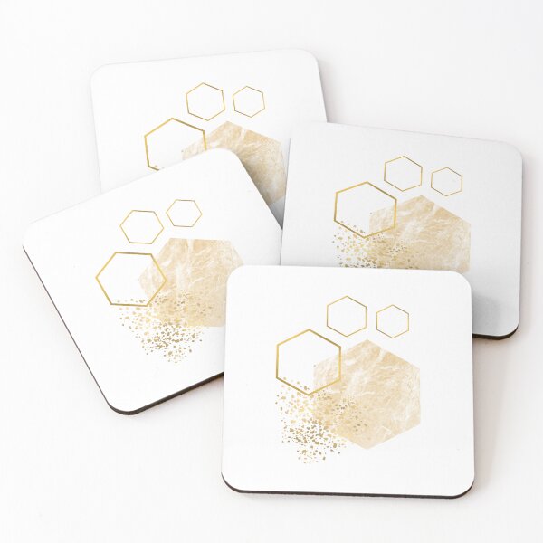 Item preview, Abstract sand colored marble and gold honeycomb design designed and sold by CreativeStrand.