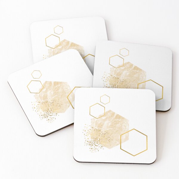 Item preview, Abstract sand colored marble and gold honeycomb design designed and sold by CreativeStrand.
