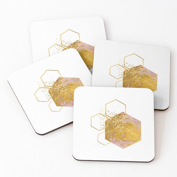 Item preview, Abstract shimmering gold marble honeycomb design designed and sold by CreativeStrand.