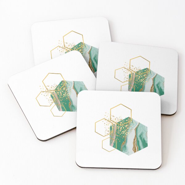 Item preview, Abstract green and gold marble honeycomb design designed and sold by CreativeStrand.