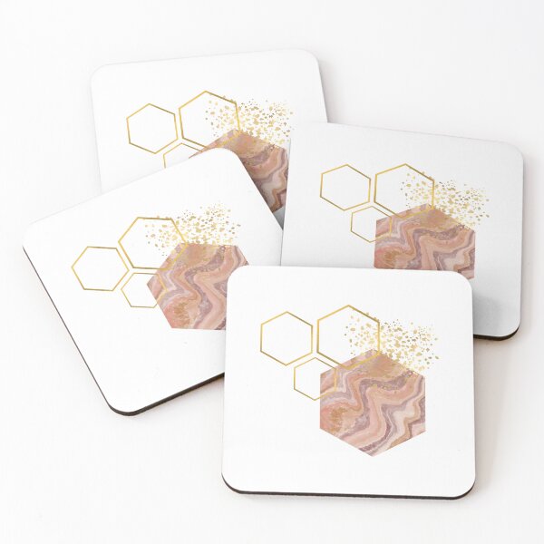 Item preview, Abstract desert colored marble and gold honeycomb design designed and sold by CreativeStrand.