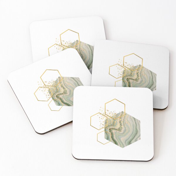 Item preview, Abstract green marble and gold honeycomb design designed and sold by CreativeStrand.