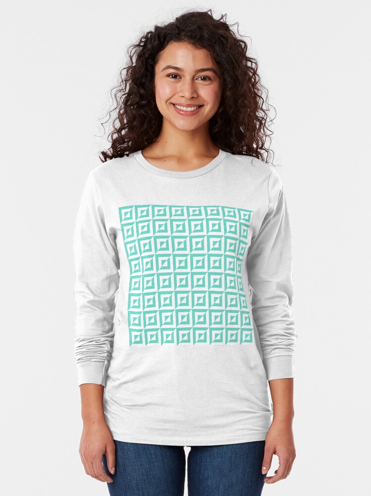 Alternate view of Geometric Pattern: Square Split: Blue Long Sleeve T-Shirt