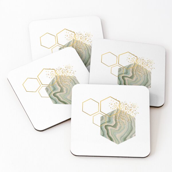 Item preview, Abstract green marble and gold honeycomb design designed and sold by CreativeStrand.