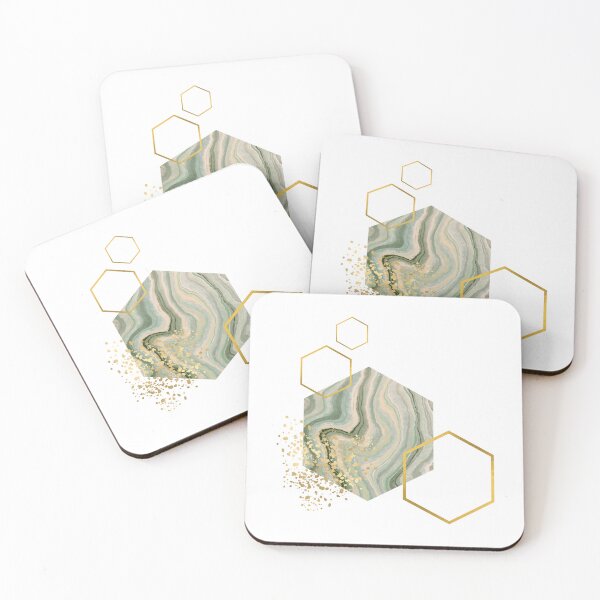 Item preview, Abstract green marble and gold honeycomb design designed and sold by CreativeStrand.