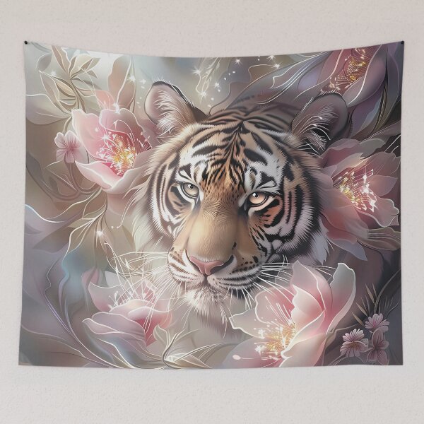 Item preview, Tiger among flowers. designed and sold by MagelliShop.