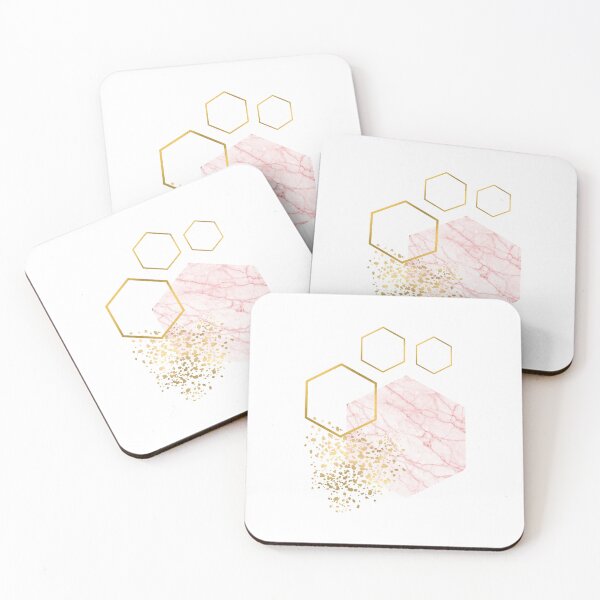 Item preview, Abstract pink marble and gold honeycomb design designed and sold by CreativeStrand.