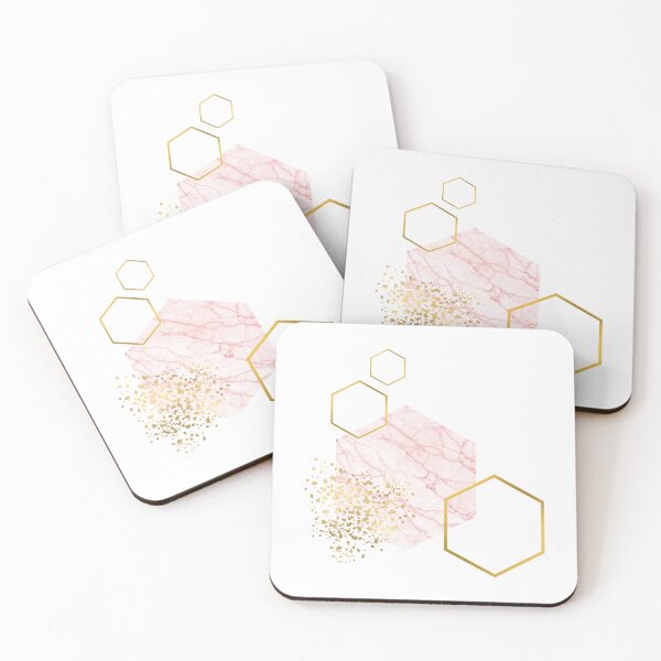 Item preview, Abstract pink marble and gold honeycomb design designed and sold by CreativeStrand.