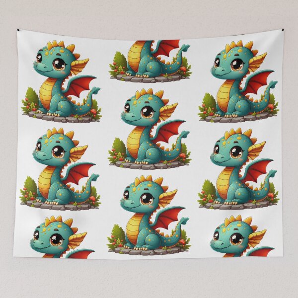 Item preview, cute cartoon dragon with smiling face designed and sold by LoneAngel.