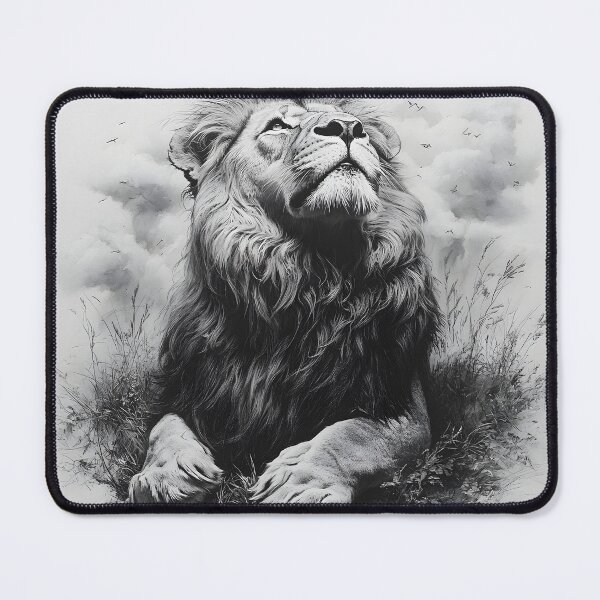 Item preview, Black and white lion pencil drawing designed and sold by Pencil-Art.