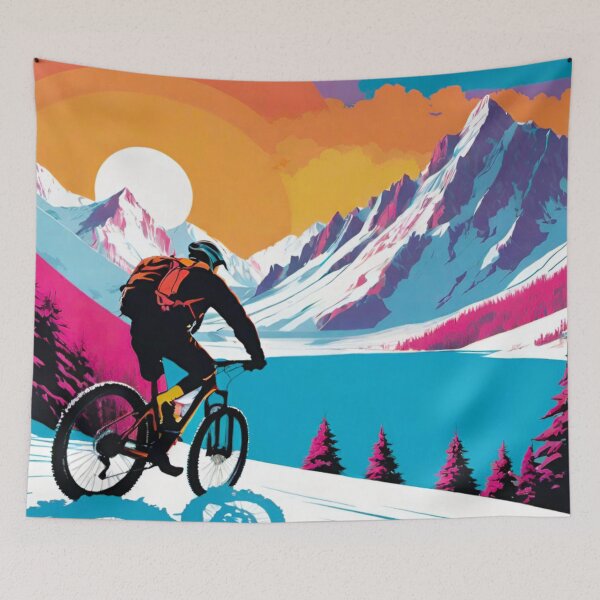 Item preview, Epic MTB Rider Conquering Snowy Mountain Peaks designed and sold by GrizzlyCollective.