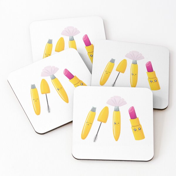 Item preview, Cute Kawaii Illustration of Brush, Mascara and Lipstick designed and sold by AdiApparel.