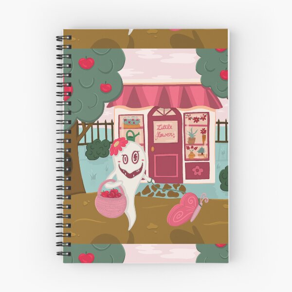 Item preview, Illustration of a girly ghost coming back from the market and passing by a florist, apples and butterfly designed and sold by HappyRiri.