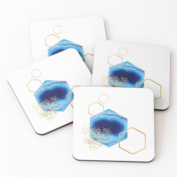 Item preview, Abstract blue marble and gold honeycomb design designed and sold by CreativeStrand.