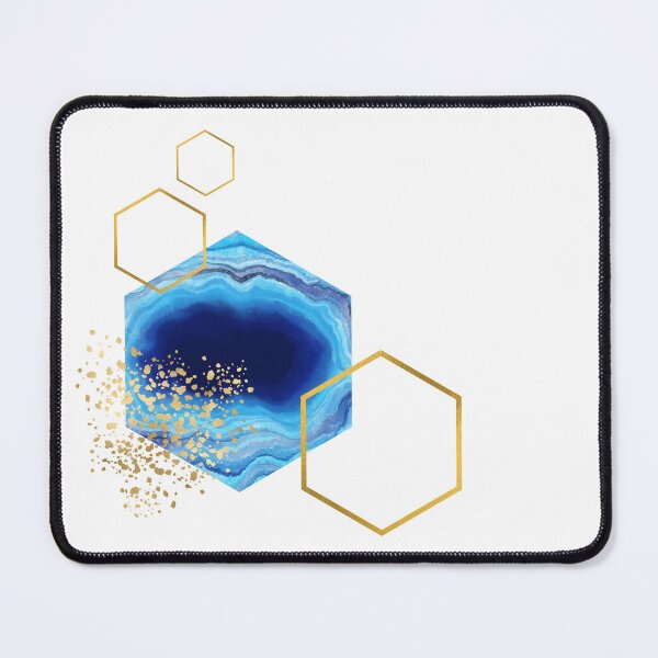 Item preview, Abstract blue marble and gold honeycomb design designed and sold by CreativeStrand.