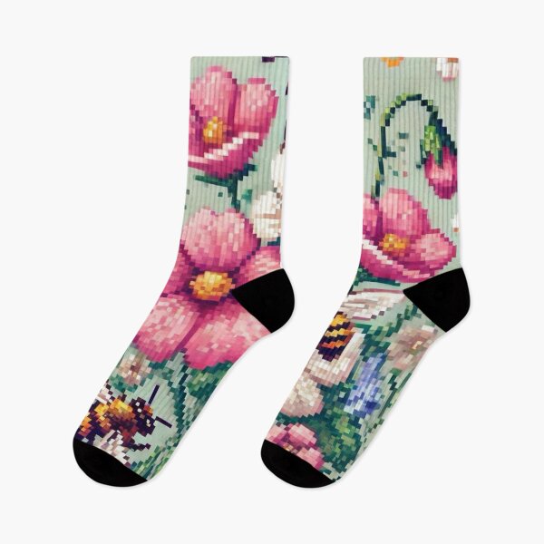 Item preview, Regency era style Pixelated flowers, bees and purple wisteria, est. 1813, garden theme, royalty designed and sold by Sugar Wisdom .