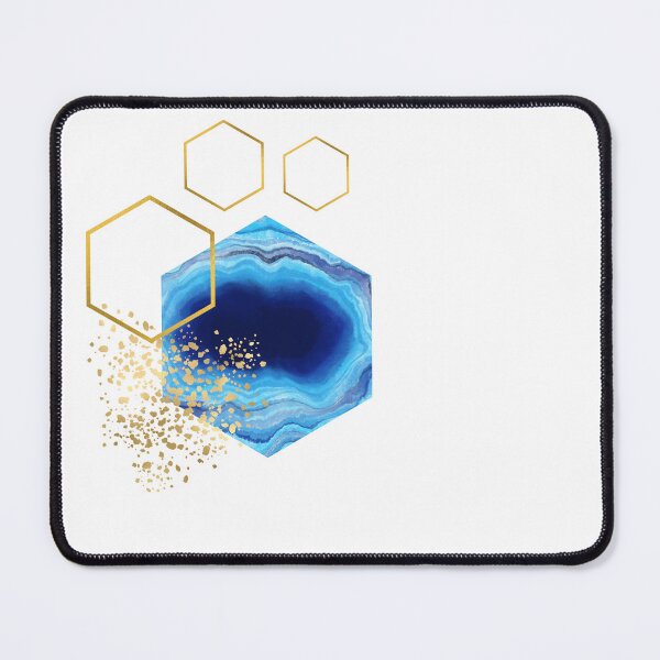 Item preview, Abstract blue marble and gold honeycomb design designed and sold by CreativeStrand.