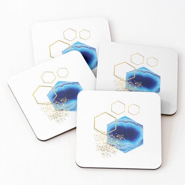 Item preview, Abstract blue marble and gold honeycomb design designed and sold by CreativeStrand.