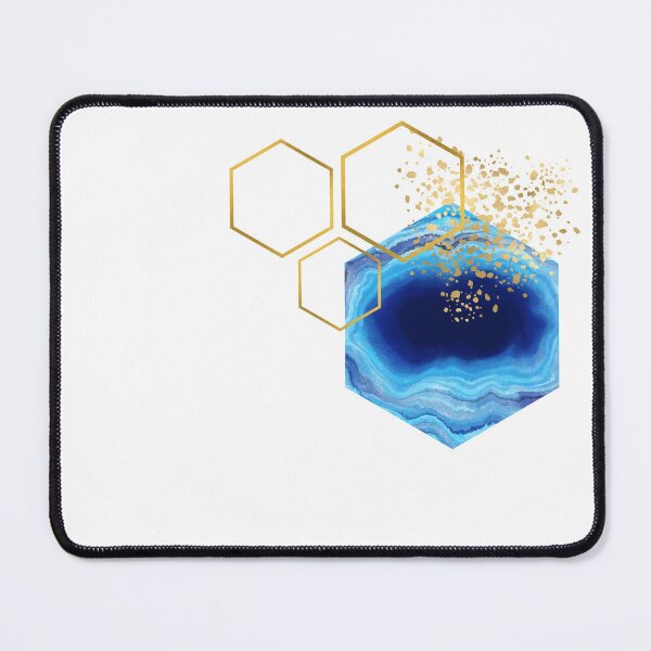 Item preview, Abstract blue marble and gold honeycomb design designed and sold by CreativeStrand.