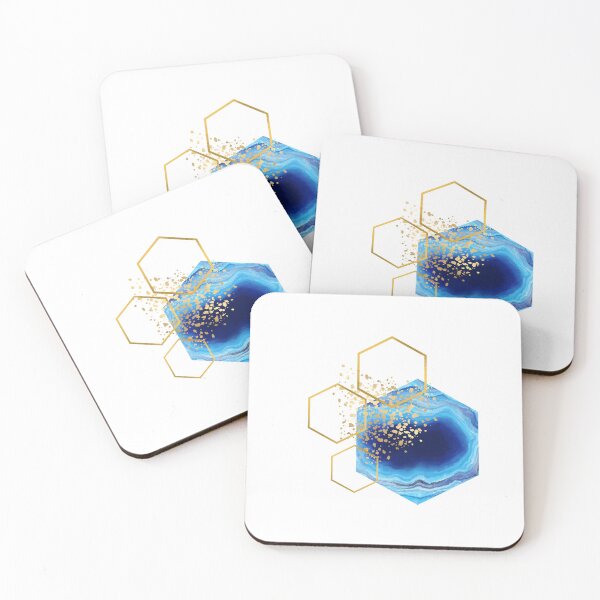 Item preview, Abstract blue marble and gold honeycomb design designed and sold by CreativeStrand.