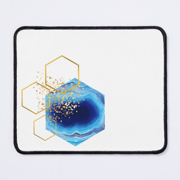 Item preview, Abstract blue marble and gold honeycomb design designed and sold by CreativeStrand.