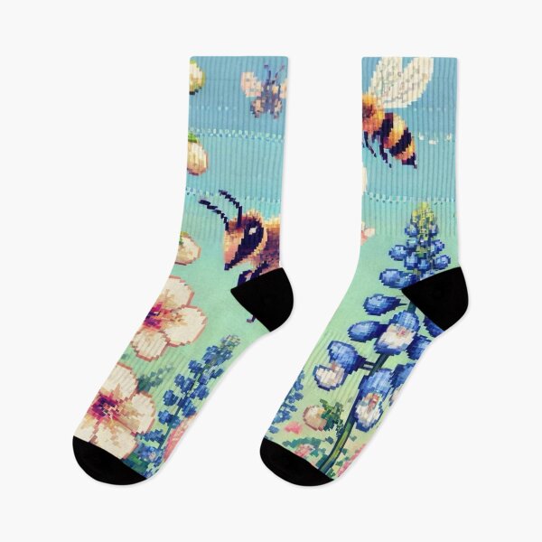Item preview, Regency era style Pixelated flowers, bees and purple wisteria, est. 1813, garden theme, royalty designed and sold by Sugar Wisdom .