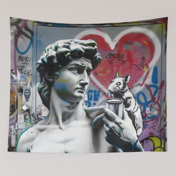 Item preview, Michelangelo David colorfull banksy street art designed and sold by martin max.
