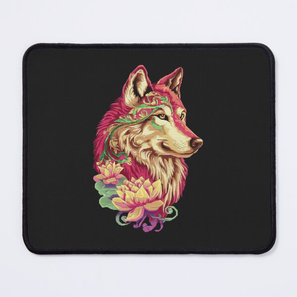Item preview, wolf's head with a floral pattern in vibrant colors designed and sold by 123ks.