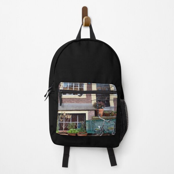 Item preview, Tuxedo Cat Sitting on the Window in Cute Amsterdam House Front designed and sold by Quoppidou.