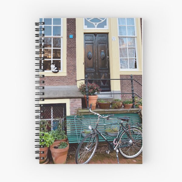 Item preview, Tuxedo Cat Sitting on the Window in Cute Amsterdam House Front designed and sold by Quoppidou.