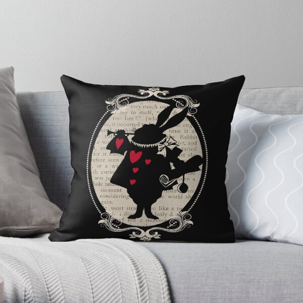 Alice In Wonderland White Rabbit Vintage Book Throw Pillow
