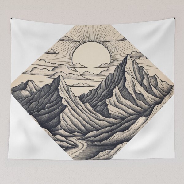 Item preview, Sketched Mountain Peaks designed and sold by RebelPaintBrush.