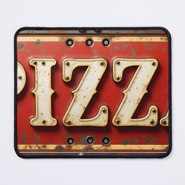 Item preview, Rustic Vintage Metal Sign with Bold White Pizza Letters designed and sold by Creative88Art.