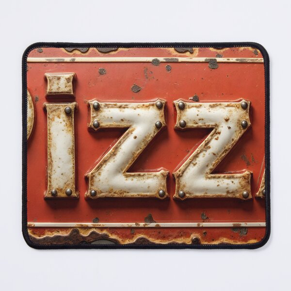 Item preview, Vintage Metal Pizza Sign with Distressed Red and White Design designed and sold by Creative88Art.