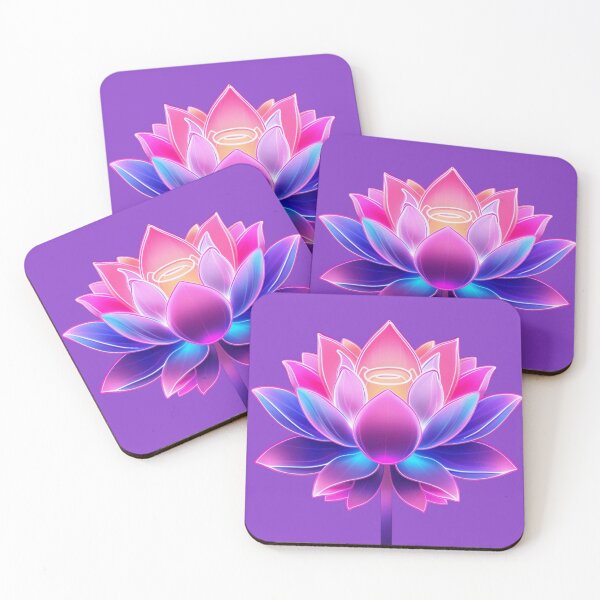 Item preview, Neon Lotus Flower Sticker – Vibrant Glow in Pink, Purple, and Blue designed and sold by Kawaii Planet Studio.