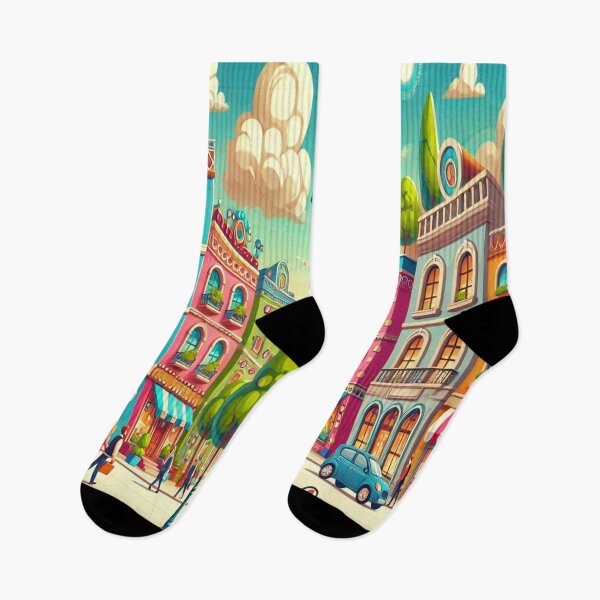 Item preview, Charming Colorful Town Square Illustration designed and sold by Zeeshankhan1345.