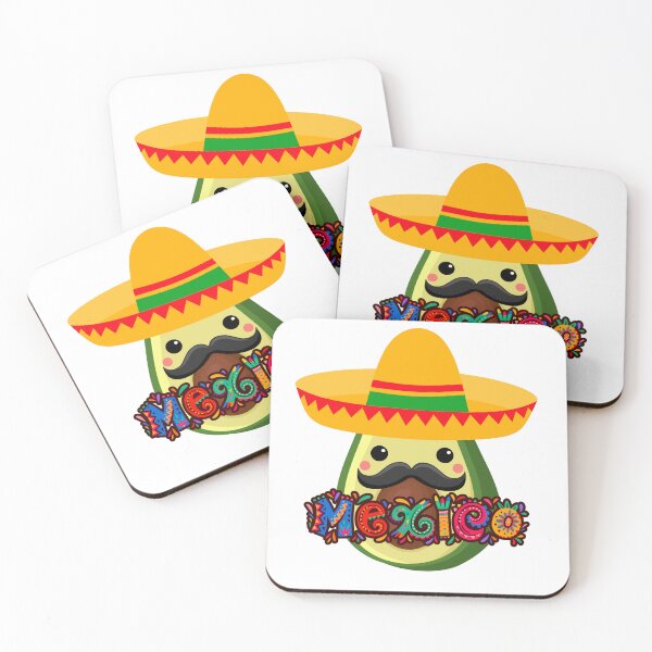 Item preview, kawaii mexican avocado with hat and mustache designed and sold by ZerpaGiovanna.